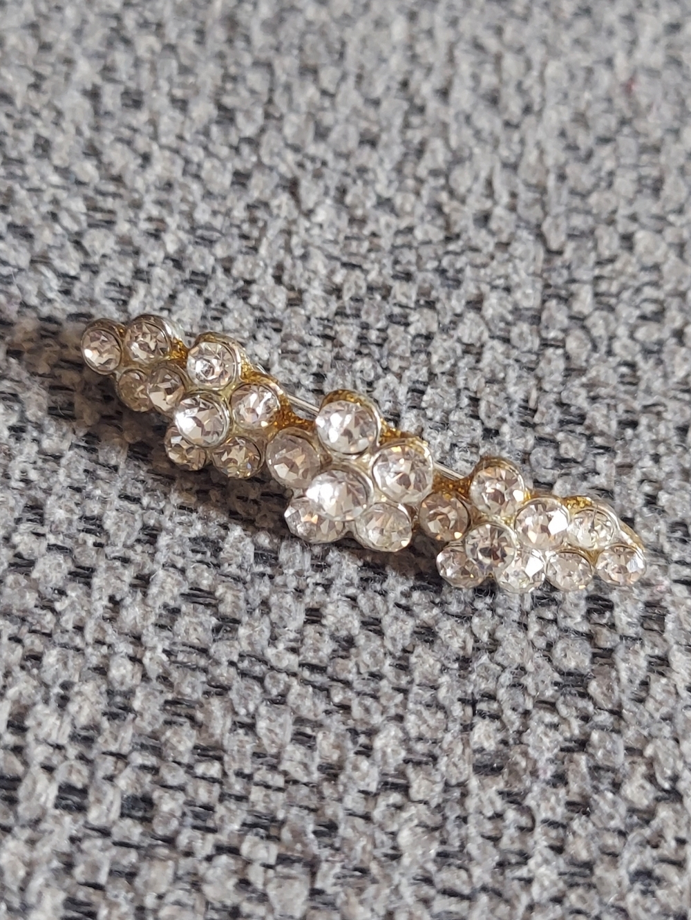 Vintage Rhinestone Floral Bar Brooch